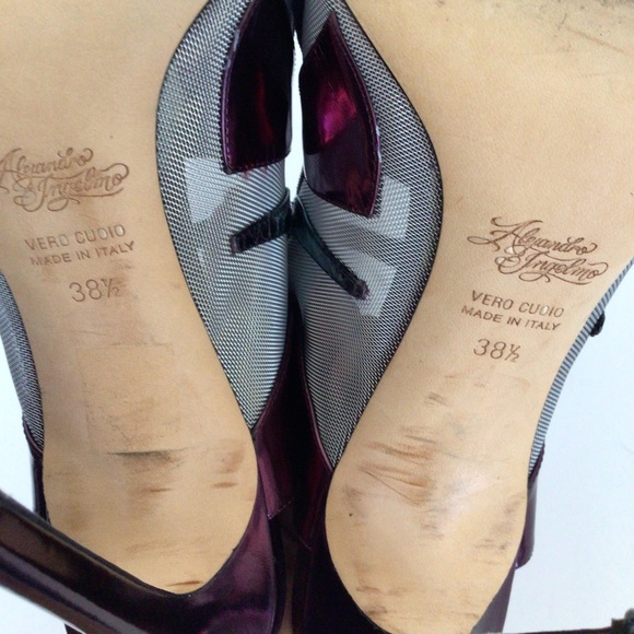 ALEJANDRO INGELMO METALLIC MESH SNAKESKIN  HIGH HEEL SLIDES SIZE 38.5/8.5 - Picture 14 of 15